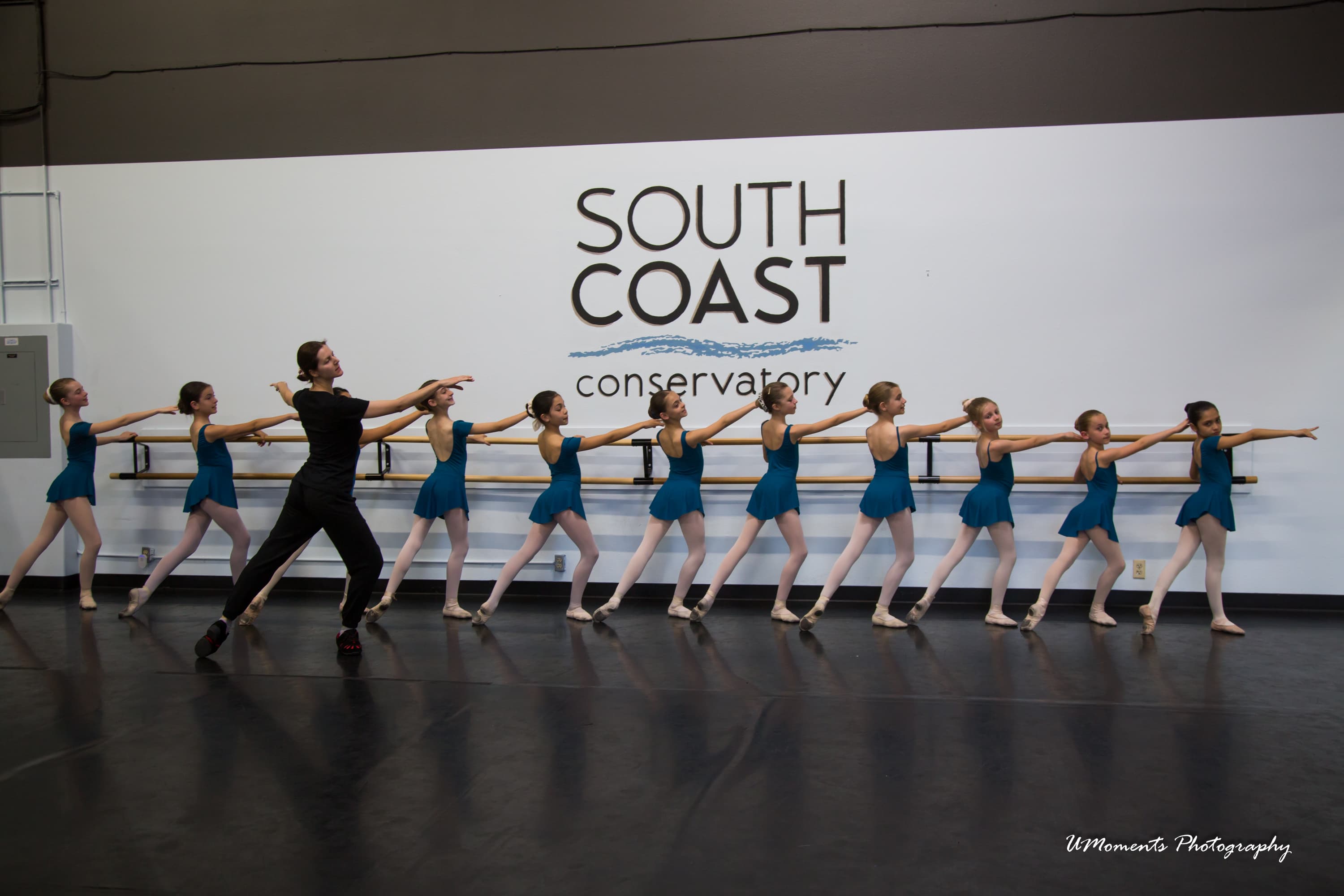 Ballet students at the barre